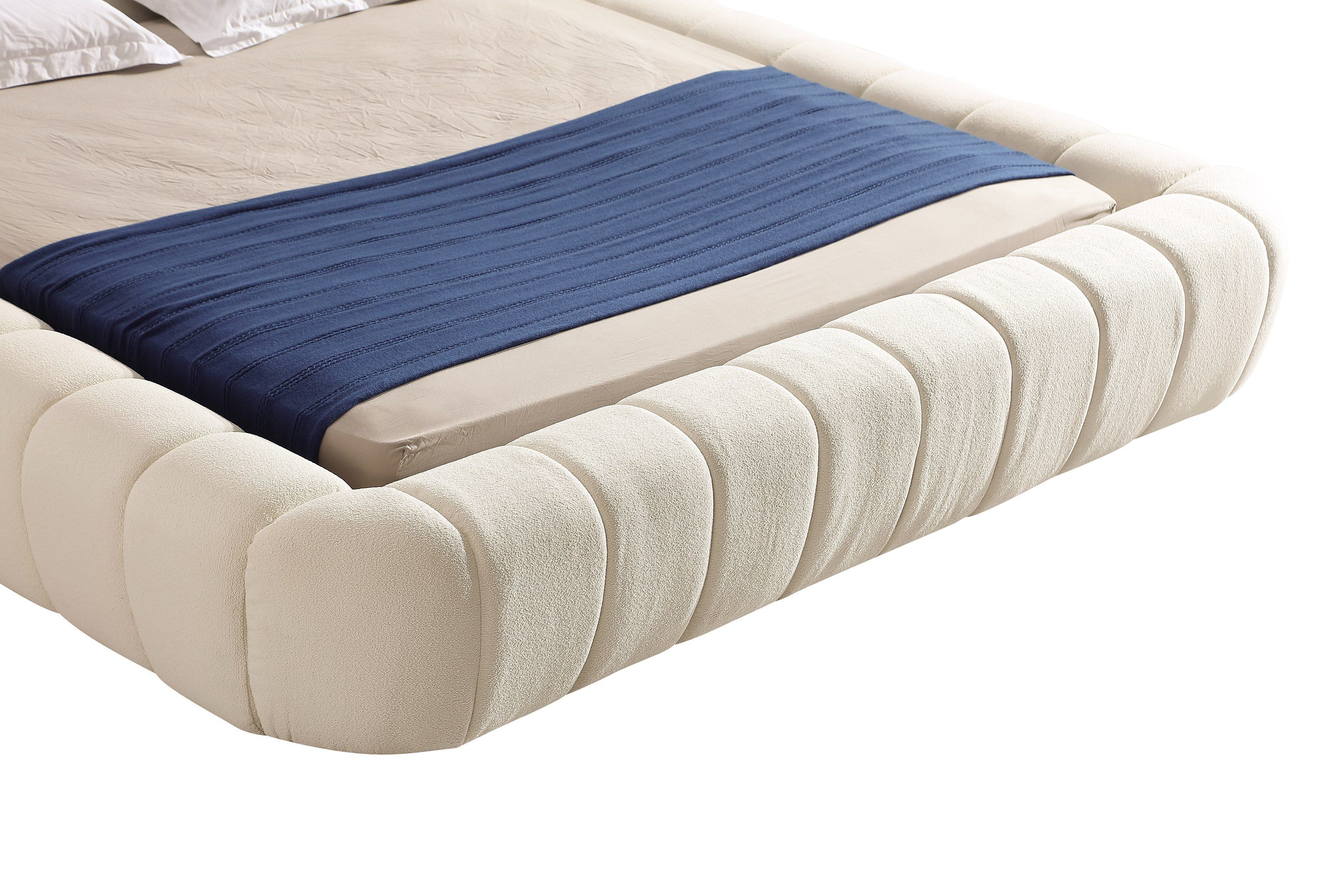 Curvy Bubble Modern Off-White Fabric Bed