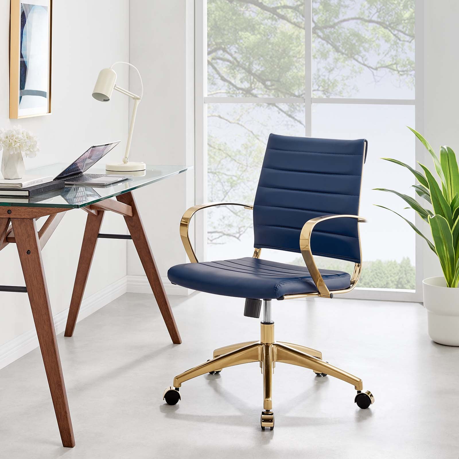 Deluxe Gold Stainless Steel Midback Office Chair