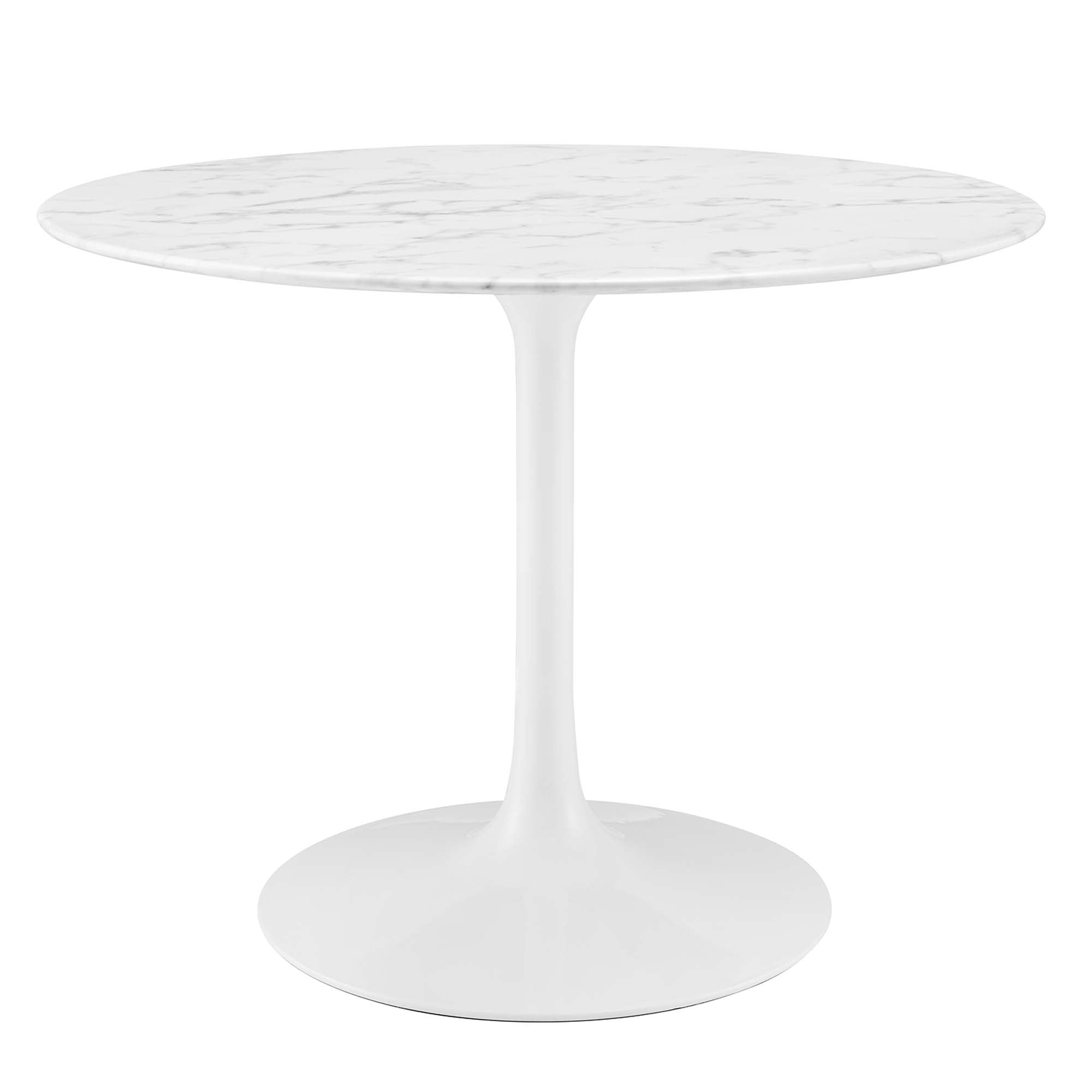 Lippa 40" Round Faux Marble Dining Table in White