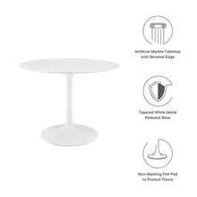 Load image into Gallery viewer, Lippa 40" Round Faux Marble Dining Table in White