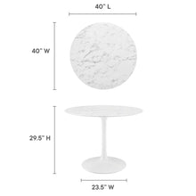 Load image into Gallery viewer, Lippa 40" Round Faux Marble Dining Table in White