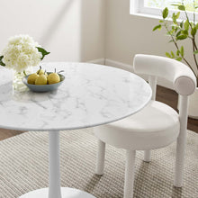 Load image into Gallery viewer, Lippa 40" Round Faux Marble Dining Table in White
