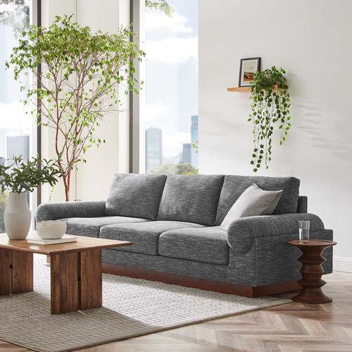 Oasis Upholstered Fabric Sofa: Modern Design, Cozy Seating, Stain-Resistant Comfort