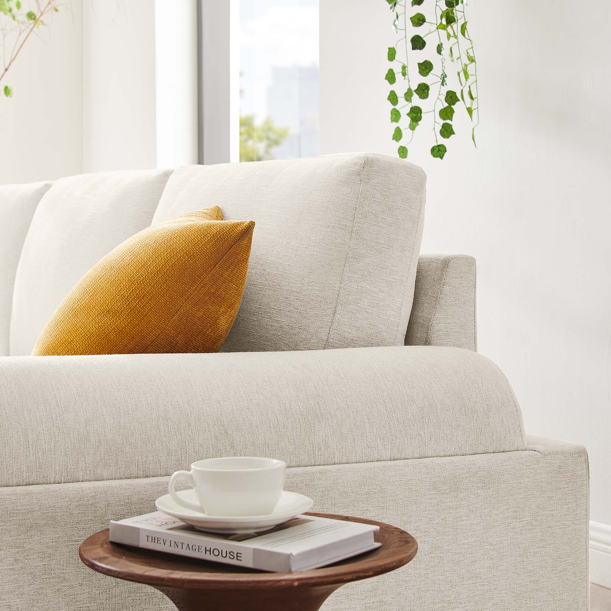 Oasis Upholstered Fabric Sofa: Modern Design, Cozy Seating, Stain-Resistant Comfort
