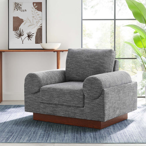 Oasis Upholstered Fabric Armchair: Modern Design, Cozy Seat, Stain-Resistant Comfort