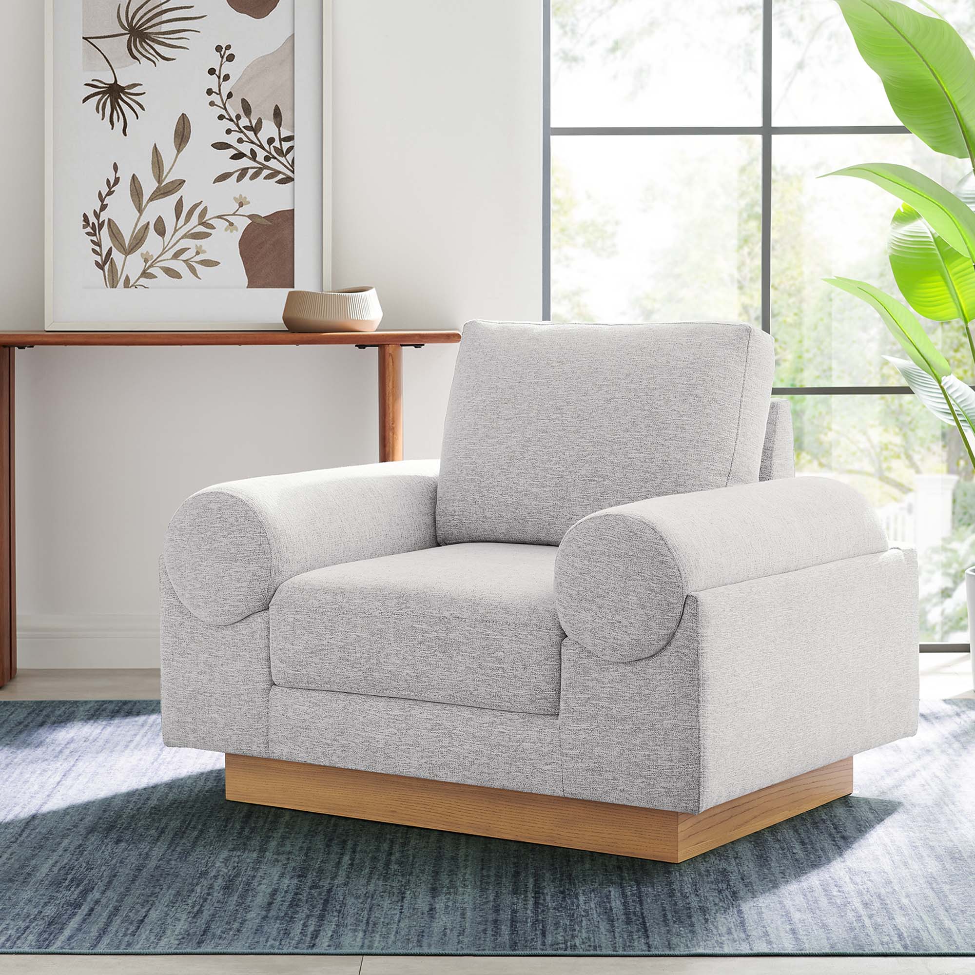 Oasis Upholstered Fabric Armchair: Modern Design, Cozy Seat, Stain-Resistant Comfort