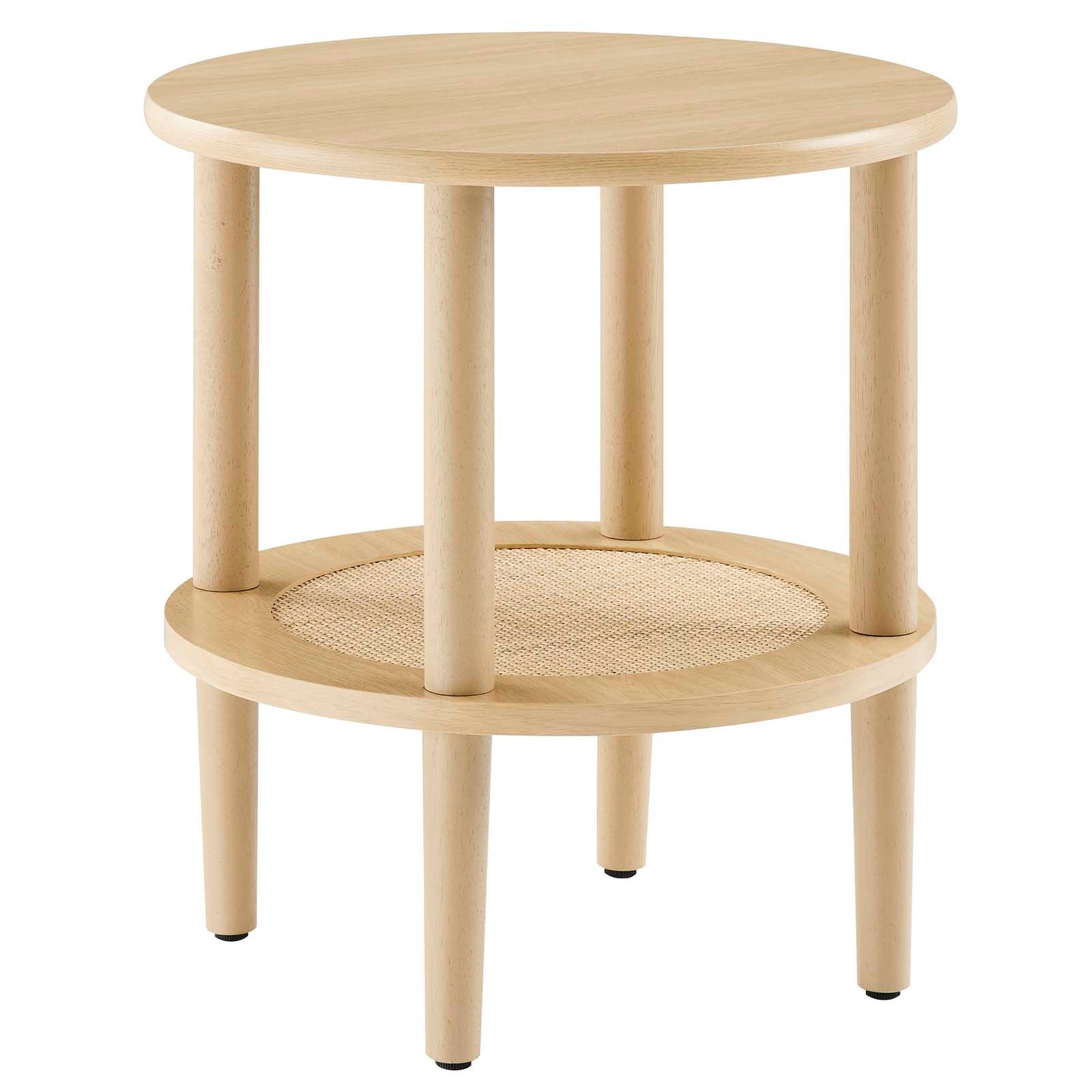 Delta Side Table With Rattan Shelf