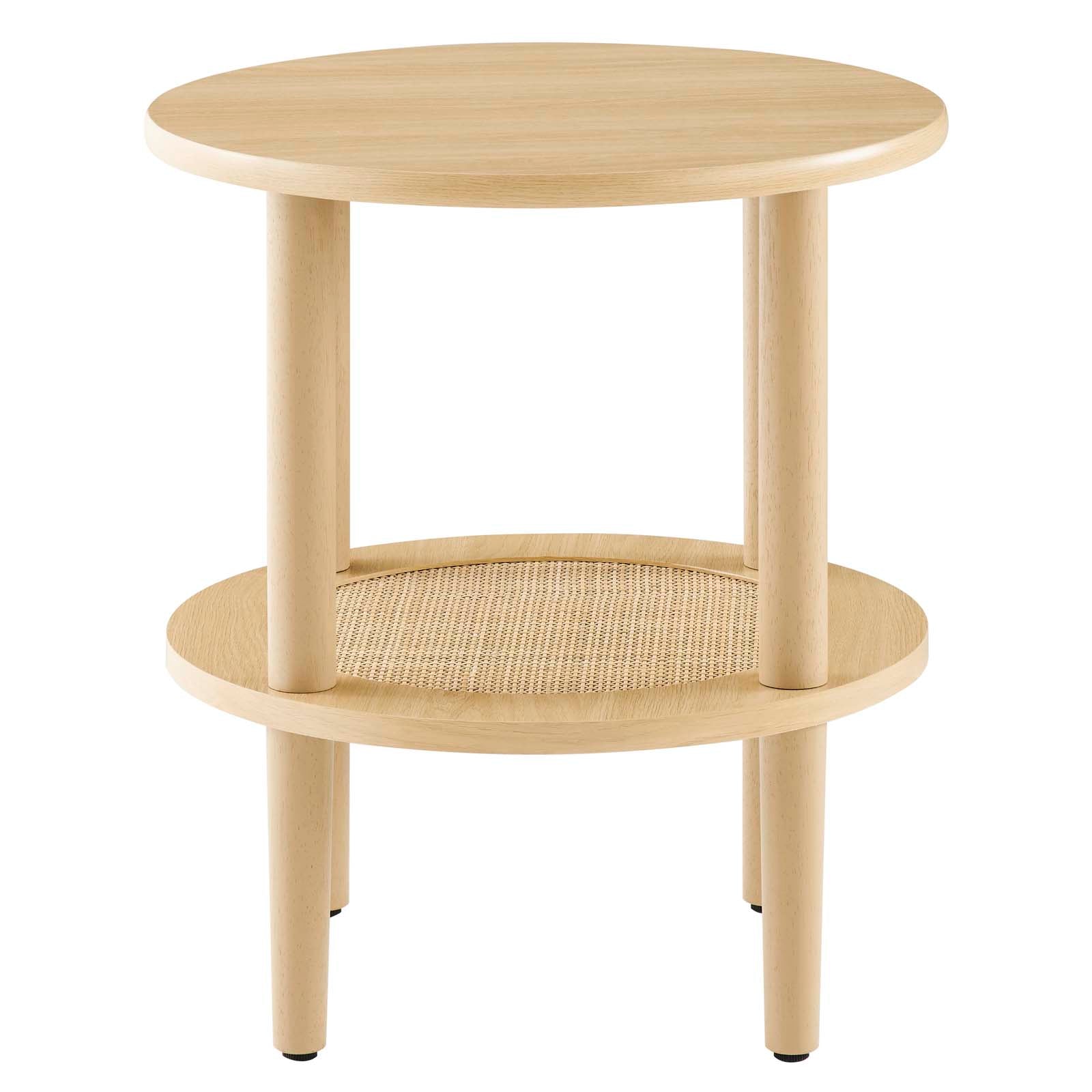 Delta Side Table With Rattan Shelf