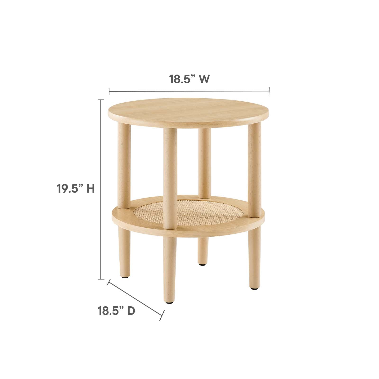 Delta Side Table With Rattan Shelf