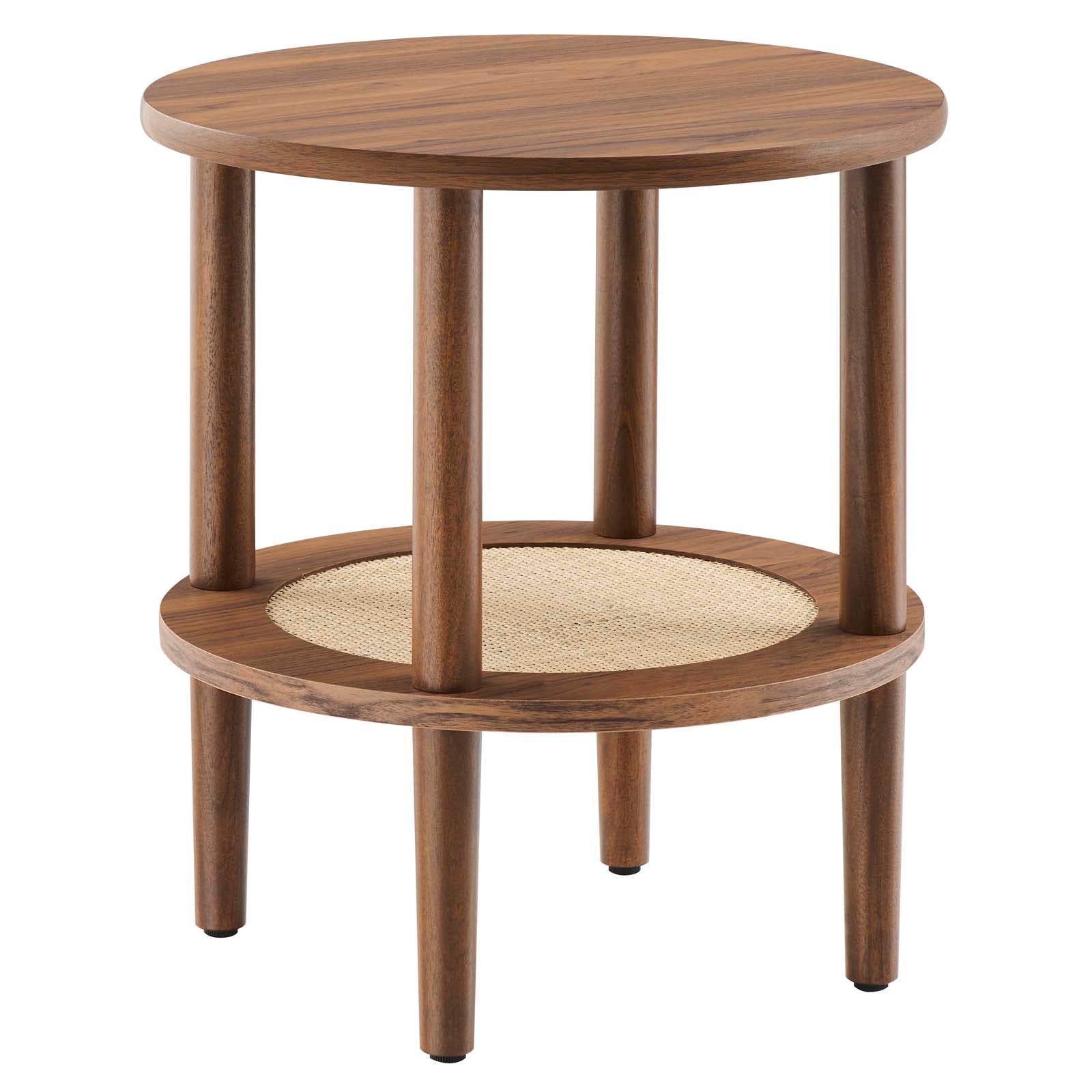 Delta Side Table With Rattan Shelf