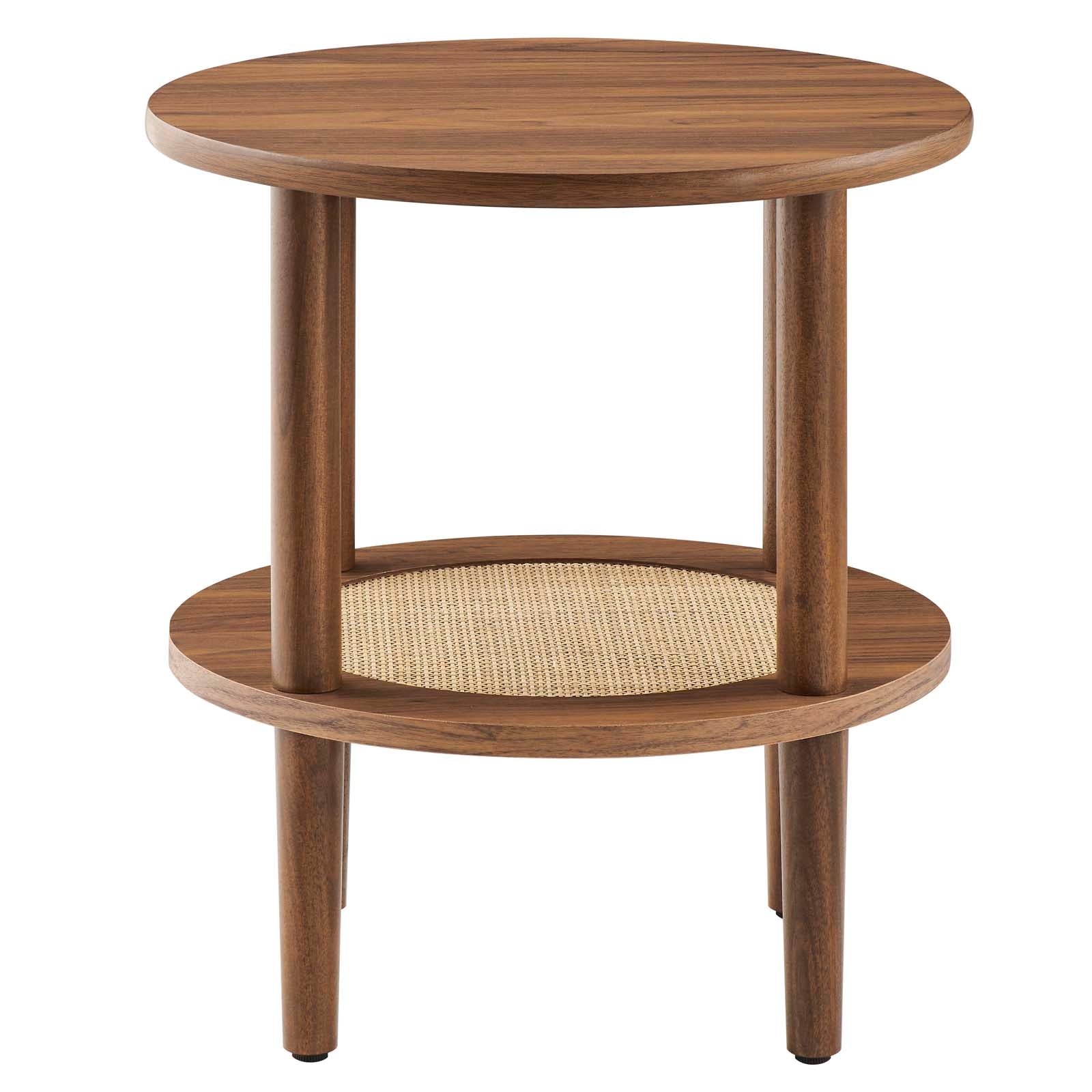 Delta Side Table With Rattan Shelf