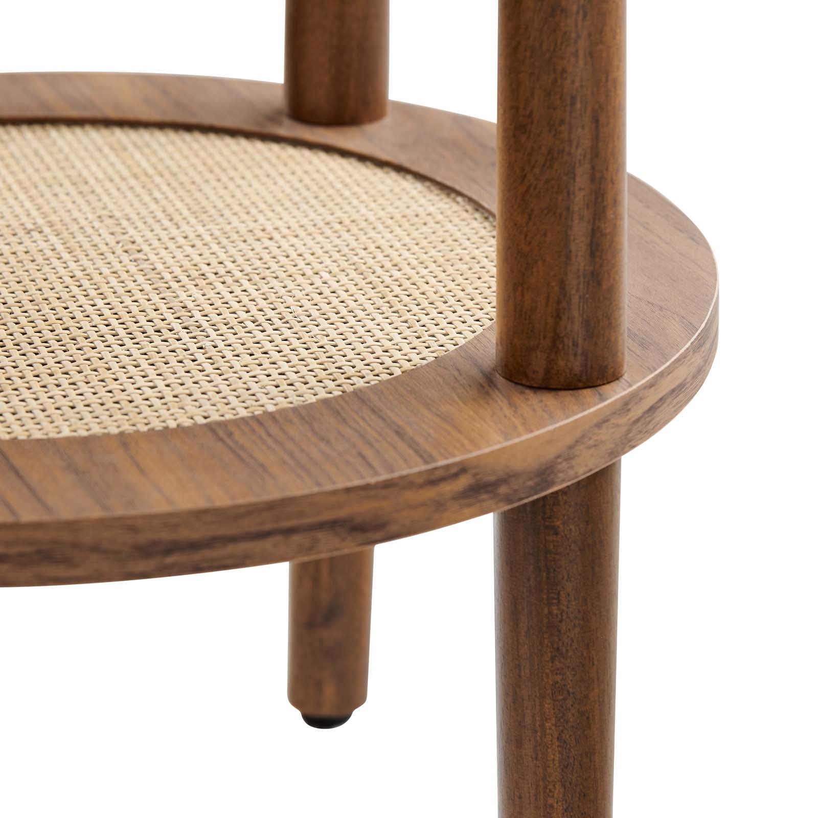 Delta Side Table With Rattan Shelf