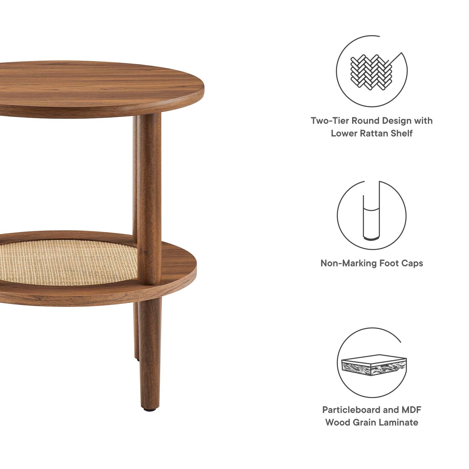 Delta Side Table With Rattan Shelf