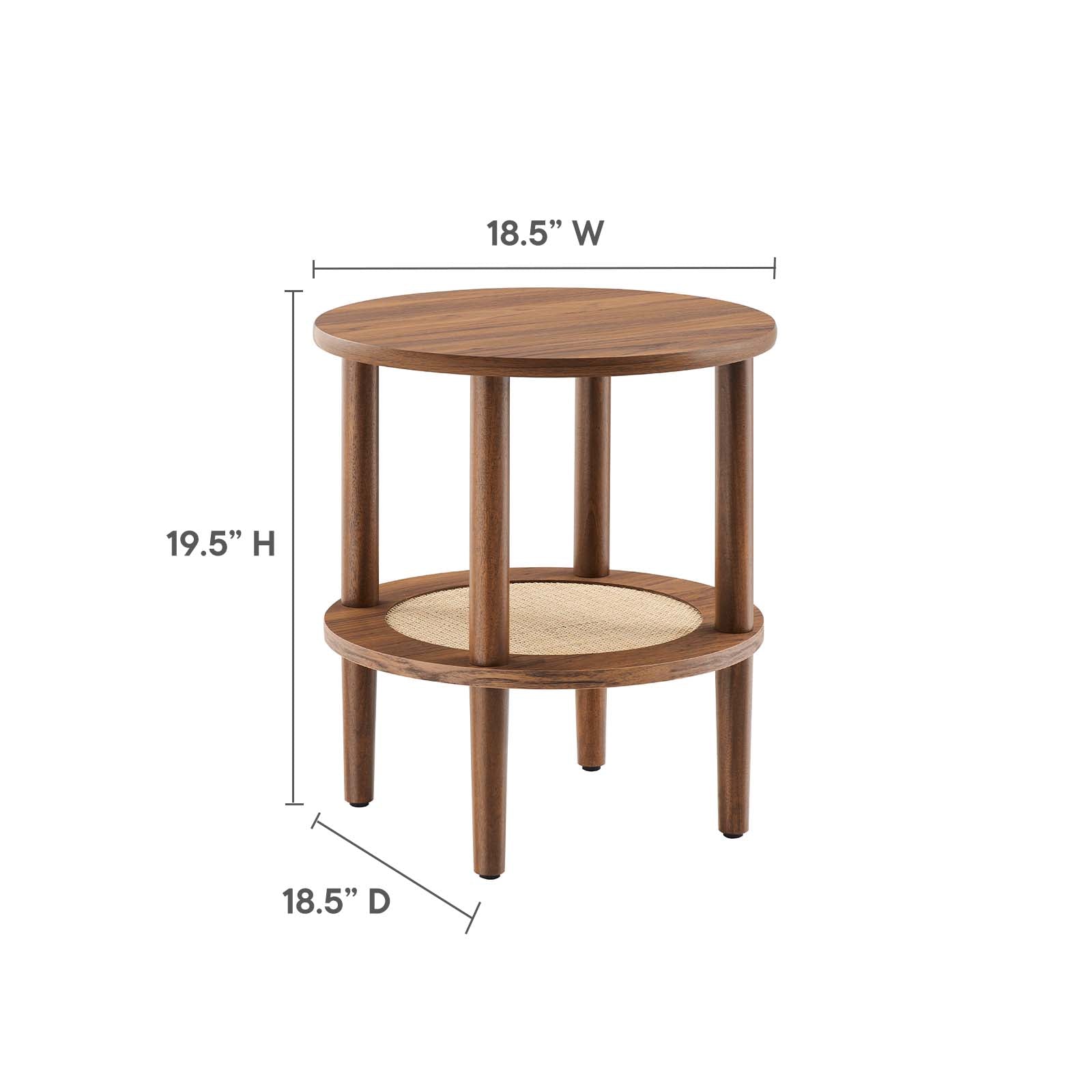 Delta Side Table With Rattan Shelf