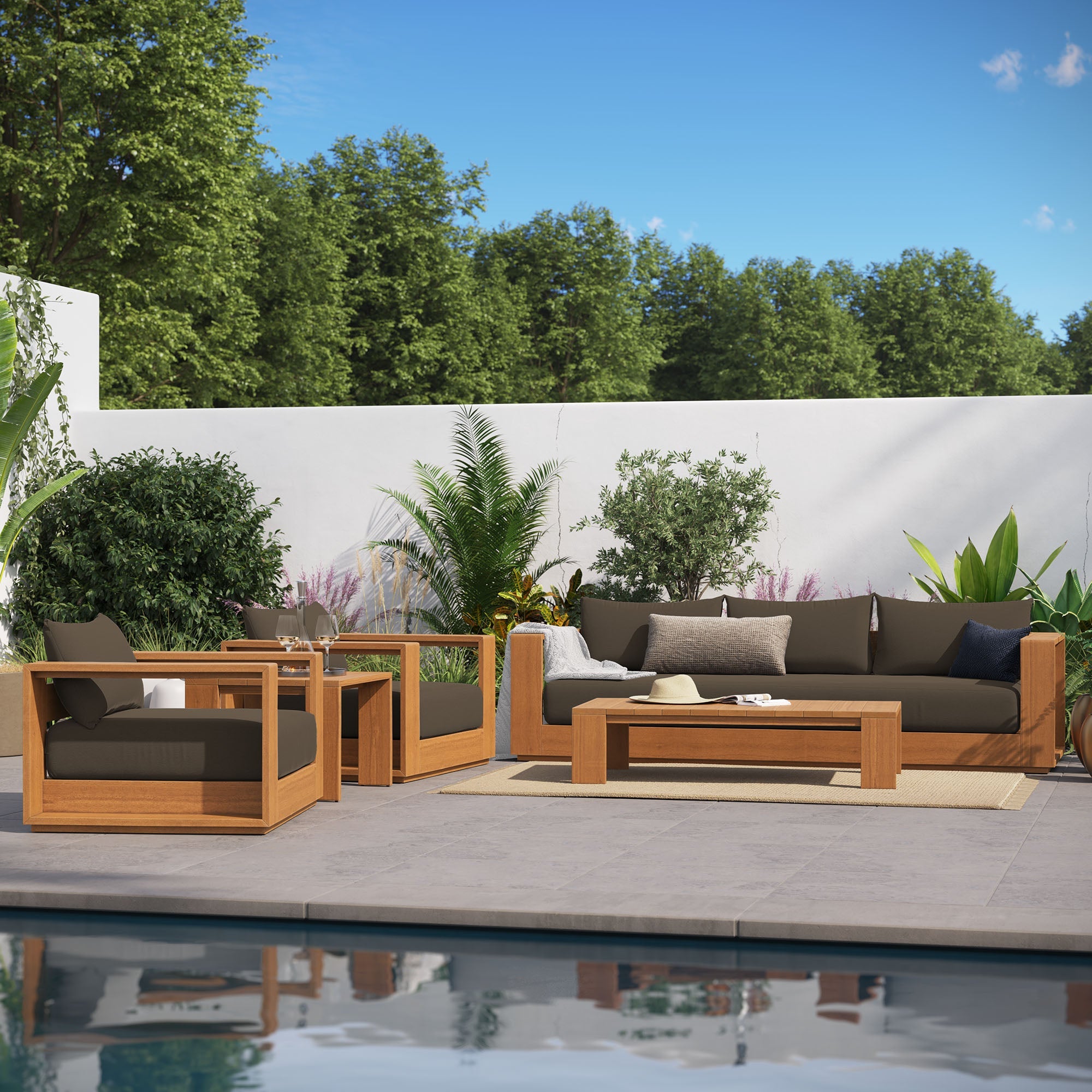 Tahoe 5-Piece Outdoor Patio Acacia Wood Furniture Set