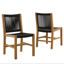 Load image into Gallery viewer, Vienna Outdoor Patio Teak and Rope Armless Dining Chairs Set of 2
