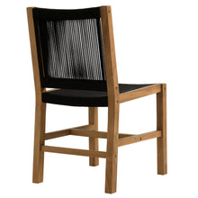 Load image into Gallery viewer, Vienna Outdoor Patio Teak and Rope Armless Dining Chairs Set of 2