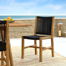 Load image into Gallery viewer, Vienna Outdoor Patio Teak and Rope Armless Dining Chairs Set of 2