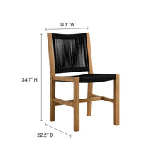 Load image into Gallery viewer, Vienna Outdoor Patio Teak and Rope Armless Dining Chairs Set of 2