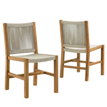 Load image into Gallery viewer, Vienna Outdoor Patio Teak and Rope Armless Dining Chairs Set of 2