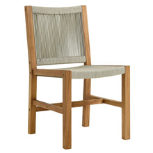Load image into Gallery viewer, Vienna Outdoor Patio Teak and Rope Armless Dining Chairs Set of 2