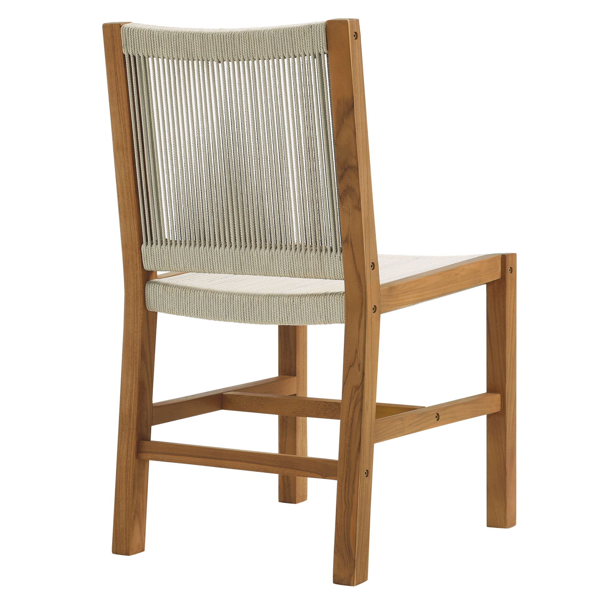Vienna Outdoor Patio Teak and Rope Armless Dining Chairs Set of 2
