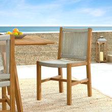 Load image into Gallery viewer, Vienna Outdoor Patio Teak and Rope Armless Dining Chairs Set of 2
