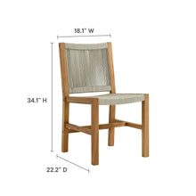 Load image into Gallery viewer, Vienna Outdoor Patio Teak and Rope Armless Dining Chairs Set of 2