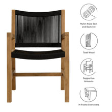 Load image into Gallery viewer, Vienna Outdoor Patio Teak and Rope Dining Armchairs Set of 2