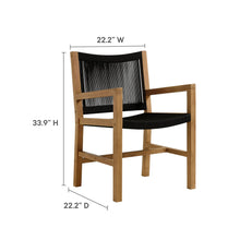 Load image into Gallery viewer, Vienna Outdoor Patio Teak and Rope Dining Armchairs Set of 2