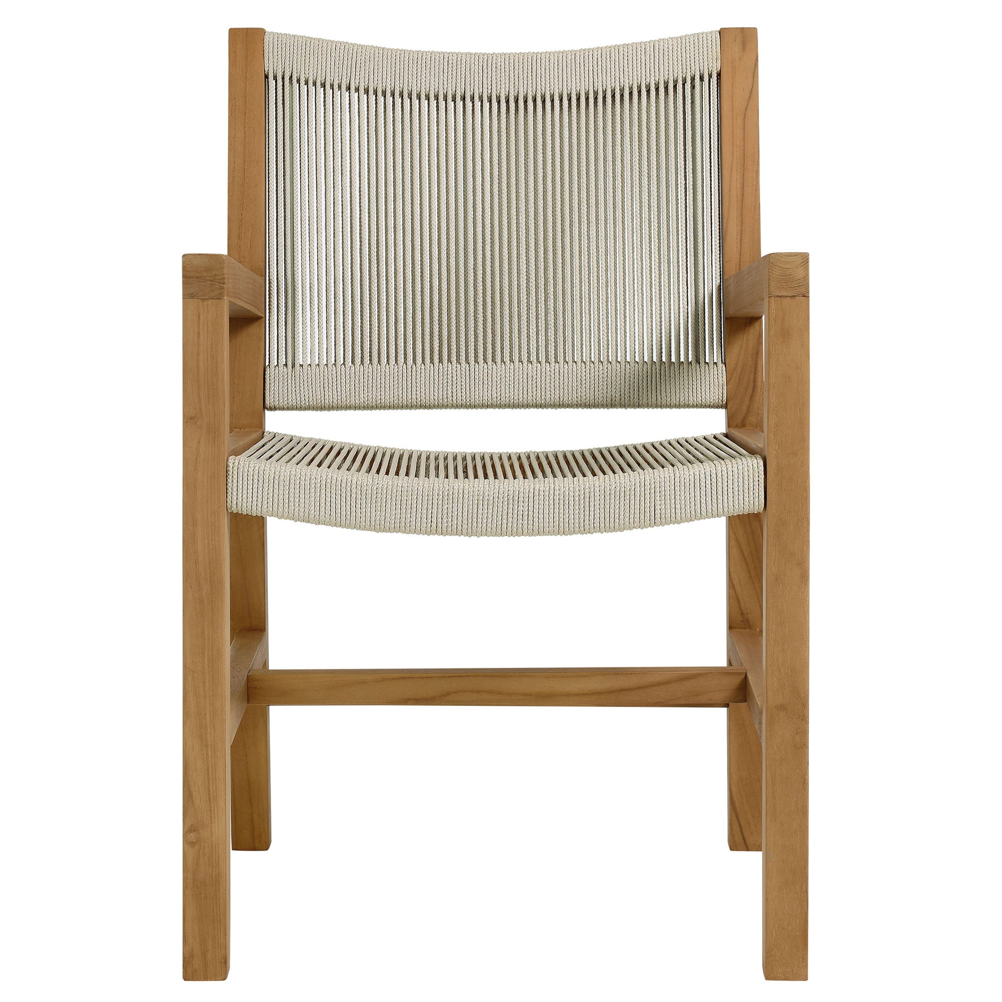 Vienna Outdoor Patio Teak and Rope Dining Armchairs Set of 2