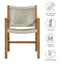 Load image into Gallery viewer, Vienna Outdoor Patio Teak and Rope Dining Armchairs Set of 2