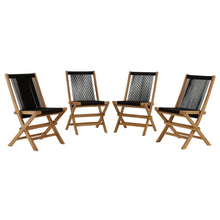 Load image into Gallery viewer, Vienna Outdoor Patio Teak and Rope Folding Chairs Set of 4