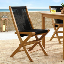 Load image into Gallery viewer, Vienna Outdoor Patio Teak and Rope Folding Chairs Set of 4