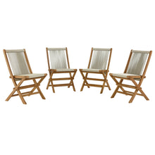 Load image into Gallery viewer, Vienna Outdoor Patio Teak and Rope Folding Chairs Set of 4