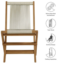 Load image into Gallery viewer, Vienna Outdoor Patio Teak and Rope Folding Chairs Set of 4