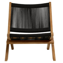 Load image into Gallery viewer, Vienna Outdoor Patio Teak and Rope Folding Accent Lounge Chair