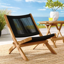 Load image into Gallery viewer, Vienna Outdoor Patio Teak and Rope Folding Accent Lounge Chair