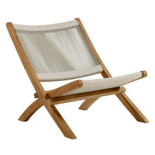 Load image into Gallery viewer, Vienna Outdoor Patio Teak and Rope Folding Accent Lounge Chair