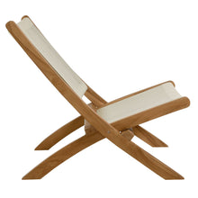Load image into Gallery viewer, Vienna Outdoor Patio Teak and Rope Folding Accent Lounge Chair