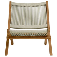 Load image into Gallery viewer, Vienna Outdoor Patio Teak and Rope Folding Accent Lounge Chair