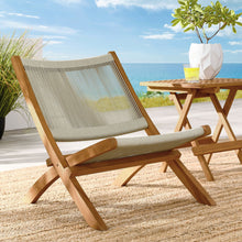 Load image into Gallery viewer, Vienna Outdoor Patio Teak and Rope Folding Accent Lounge Chair