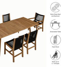 Load image into Gallery viewer, Vienna 7-Piece Outdoor Patio Teak and Rope Dining Set