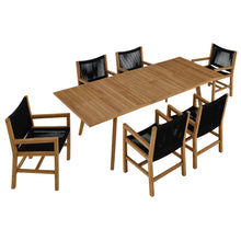 Load image into Gallery viewer, Vienna 7-Piece Outdoor Patio Teak and Rope Dining Set with Armchairs