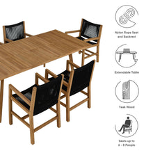 Load image into Gallery viewer, Vienna 7-Piece Outdoor Patio Teak and Rope Dining Set with Armchairs