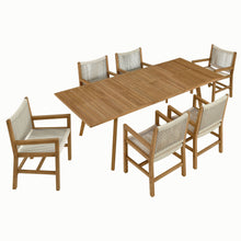 Load image into Gallery viewer, Vienna 7-Piece Outdoor Patio Teak and Rope Dining Set with Armchairs