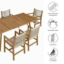 Load image into Gallery viewer, Vienna 7-Piece Outdoor Patio Teak and Rope Dining Set with Armchairs