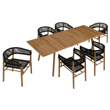 Load image into Gallery viewer, Vienna 7-Piece Outdoor Patio Teak and Rope Dining Set with Curved-Back Armchairs