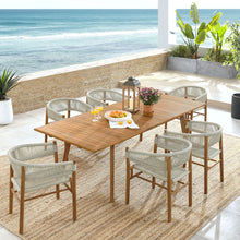 Load image into Gallery viewer, Vienna 7-Piece Outdoor Patio Teak and Rope Dining Set with Curved-Back Armchairs