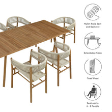 Load image into Gallery viewer, Vienna 7-Piece Outdoor Patio Teak and Rope Dining Set with Curved-Back Armchairs